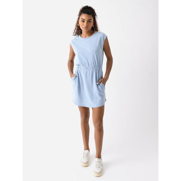 Z SUPPLY WOMEN’S Blue PAXTON KNIT DENIM JERSEY MINI DRESS Size Large - Picture 1 of 8